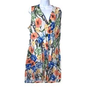 Catherine Malandrino Women's XL  Dress Floral Fit Flare Sleeveless Cottagecore